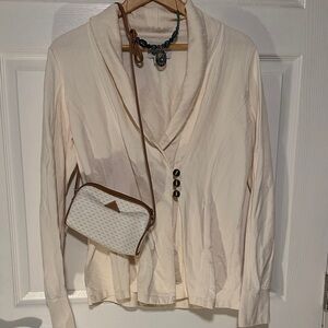 Lucky Brand Cream cotton sweater cardigan M vintage